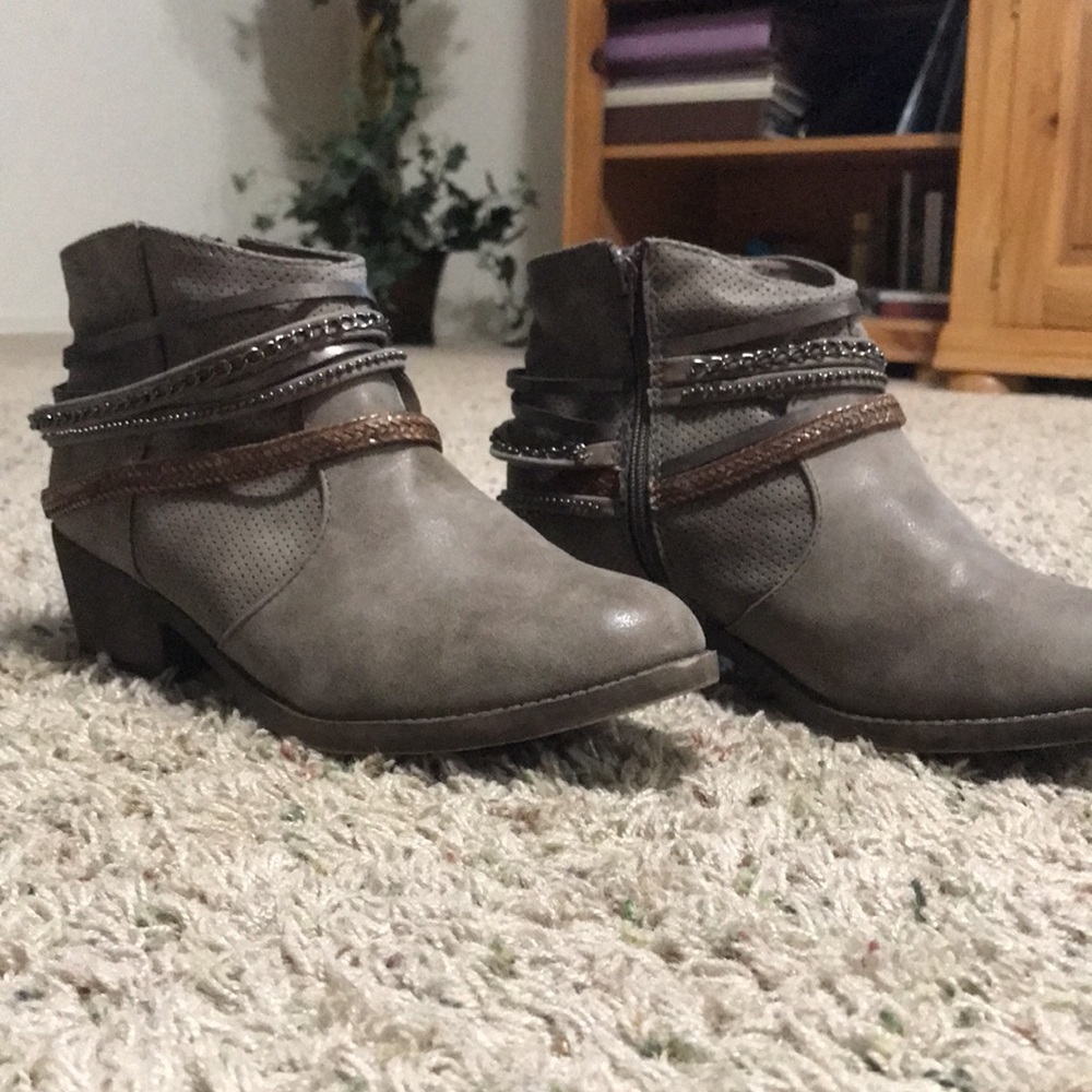 Gray Brown Ankle Boots
